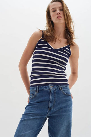 Egna Top - Navy & White